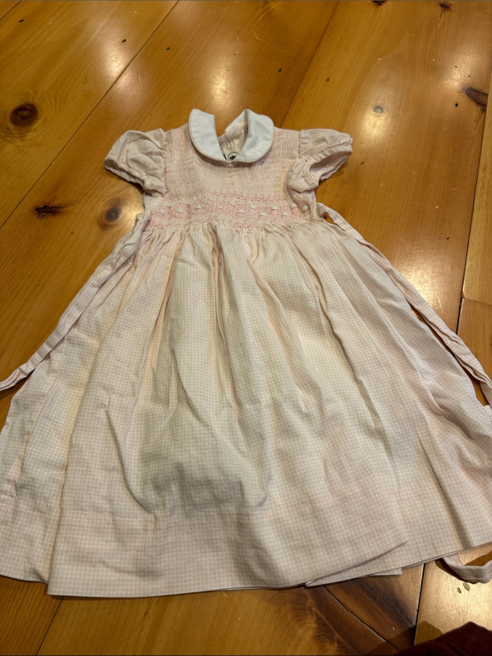 Classic Pink Smocked Peter Pan Collar Kids Dress